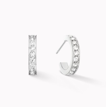 Hoop earrings 15 stainless steel & crystals silver crystal